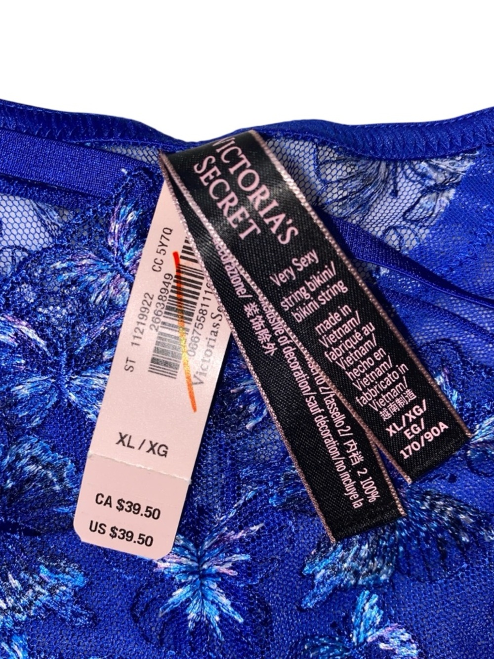 NWT Victoria’s Secret Blue Butterfly Sheer Mesh Strappy Panties, Size XL - Picture 9 of 9